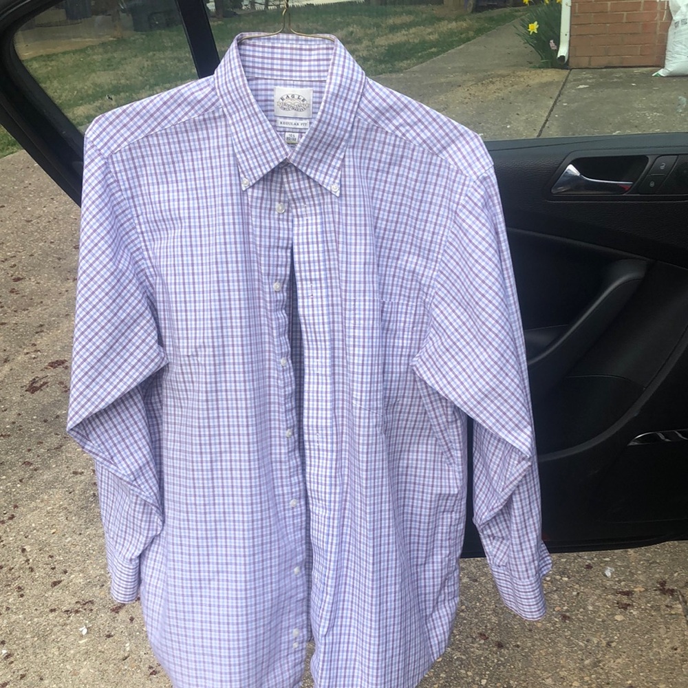 Men's Purple Checkered Dress Shirt Eagle shirt makers